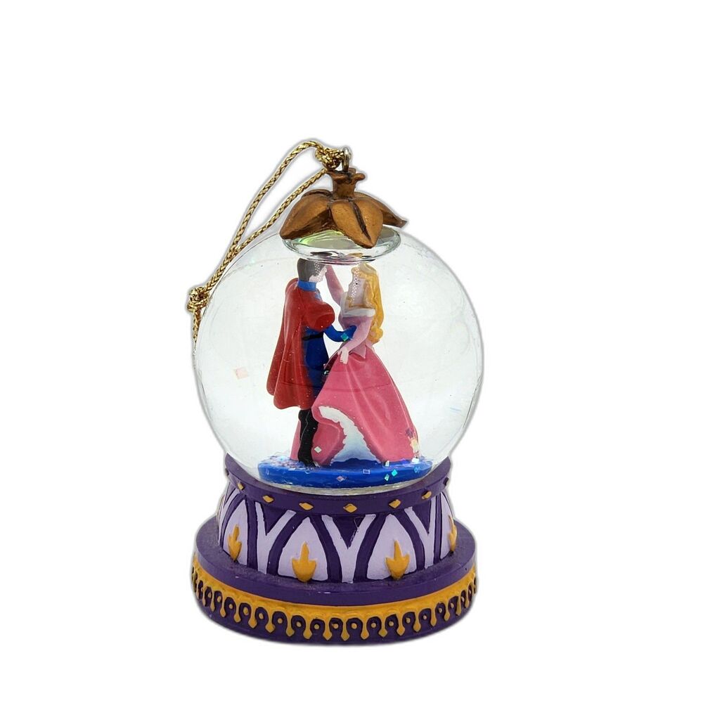 Disney Sleeping Beauty Aurora Prince Dancing Mini Snow Globe Ornament Christmas